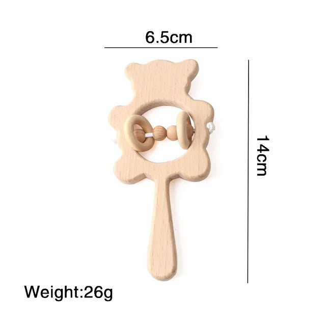 Hochets en bois naturel Montessori pour bébés