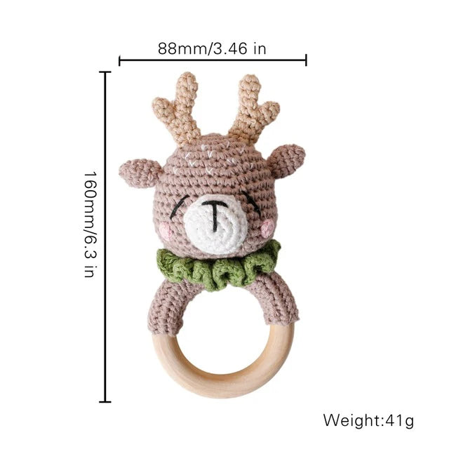 Hochets animaux en bois et crochet