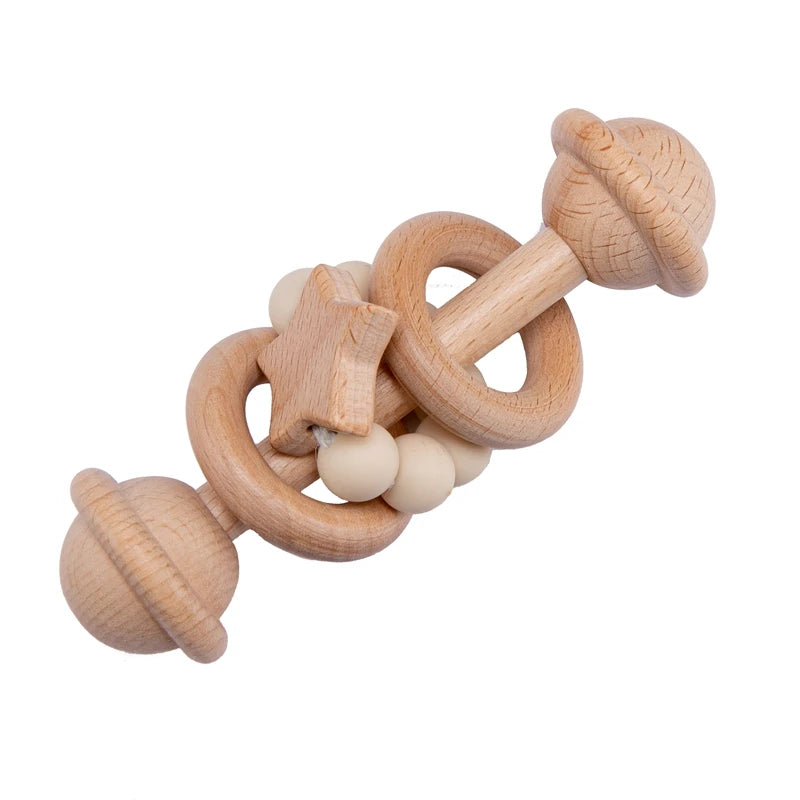 Hochets en bois naturel Montessori pour bébés
