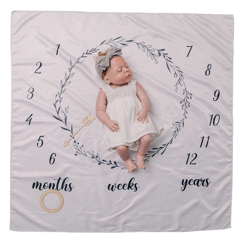 Couverture photo bébé étapes de vie en coton
