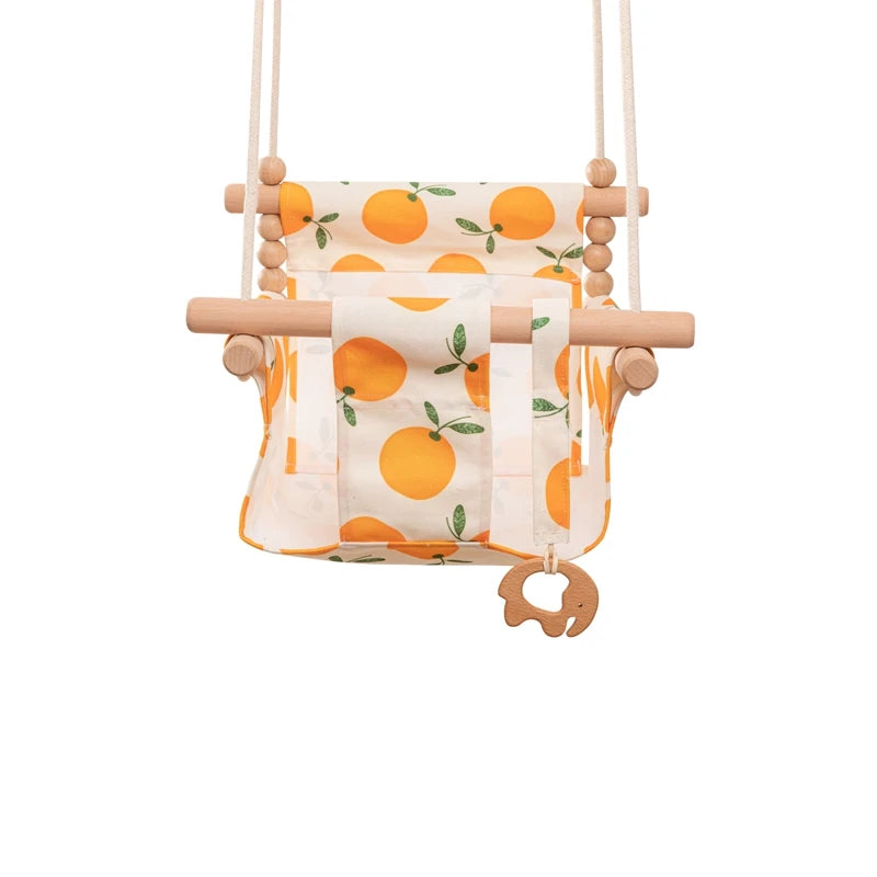 Balançoire Bébé en Bois avec Coussin Ajustable