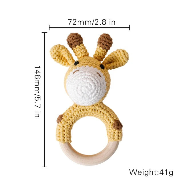 Hochets animaux en bois et crochet
