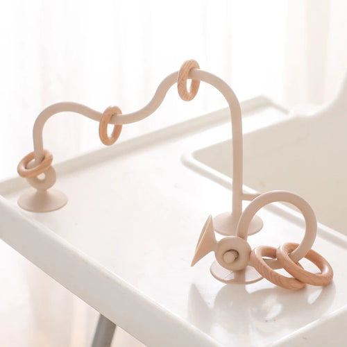 Anneaux sensoriels en bois et silicone pour chaise haute