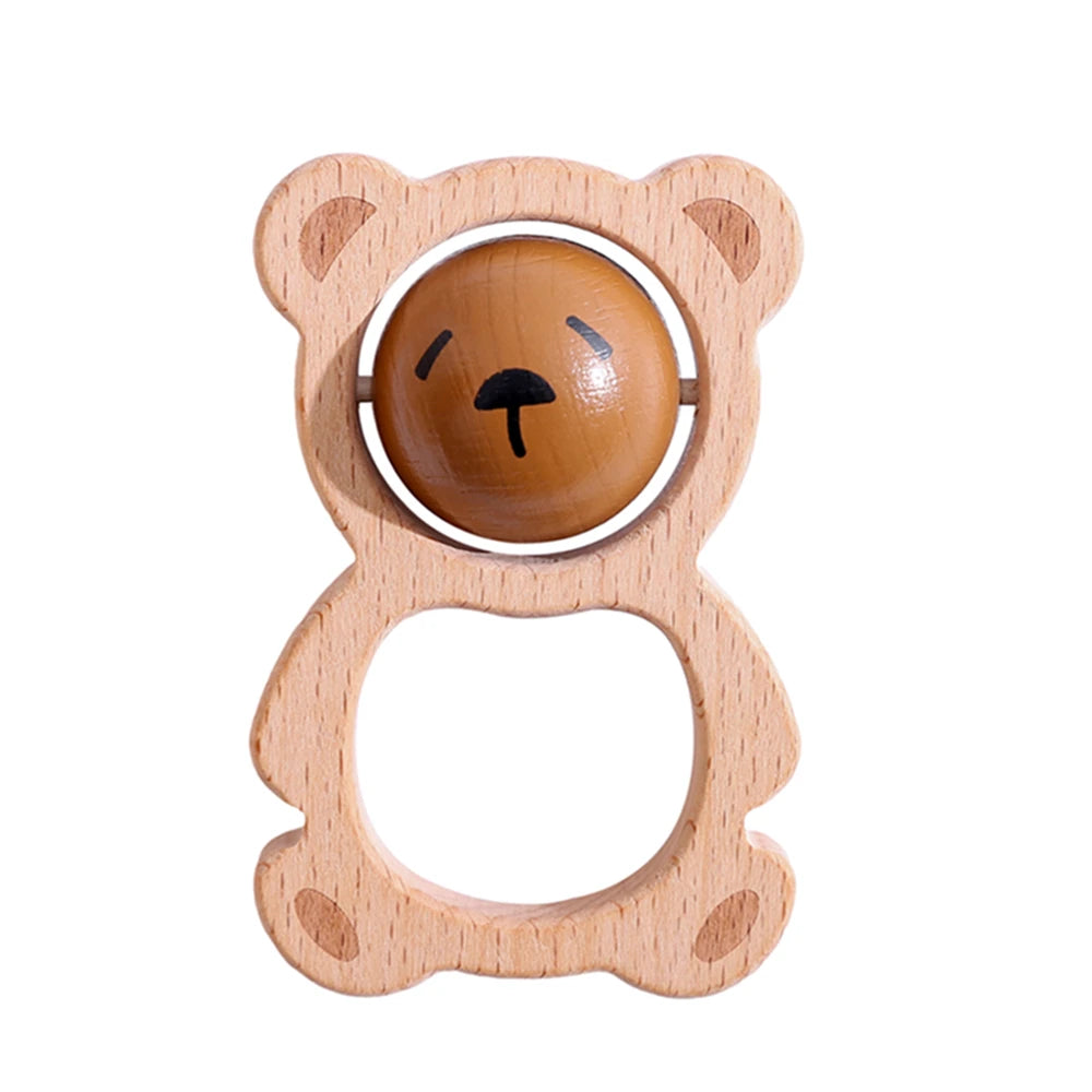 Hochets animaux en bois et crochet