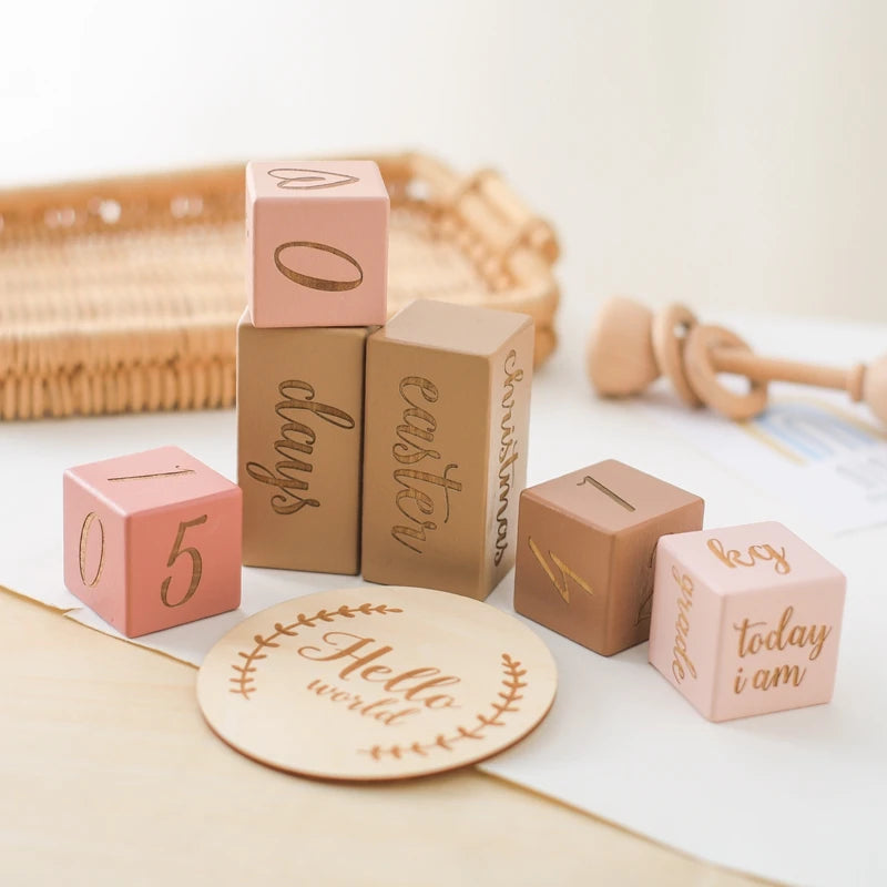 Blocs étapes en bois pour bébé - Souvenir photo