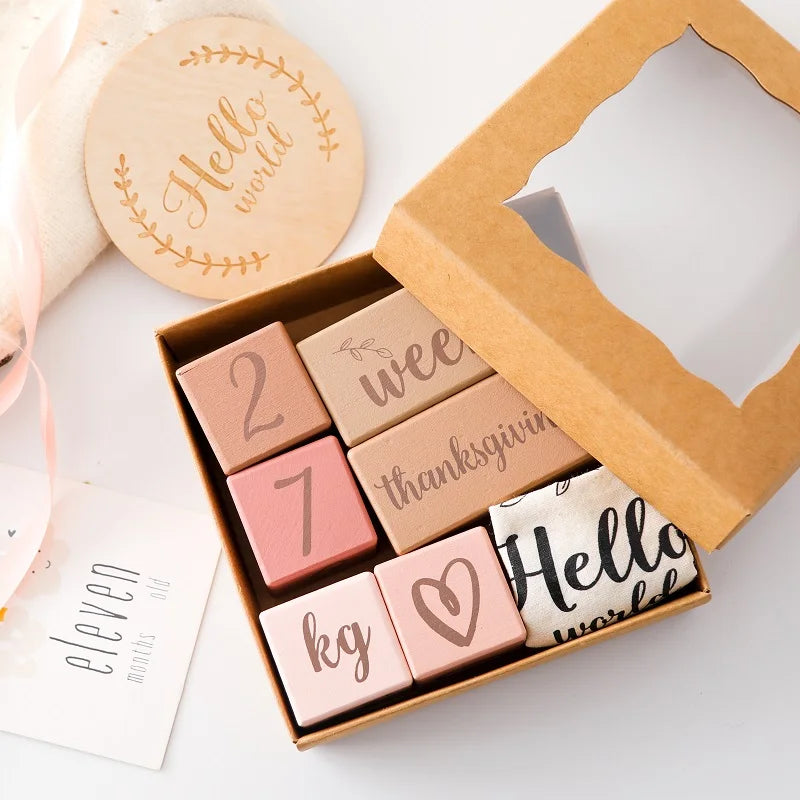 Blocs étapes en bois pour bébé - Souvenir photo