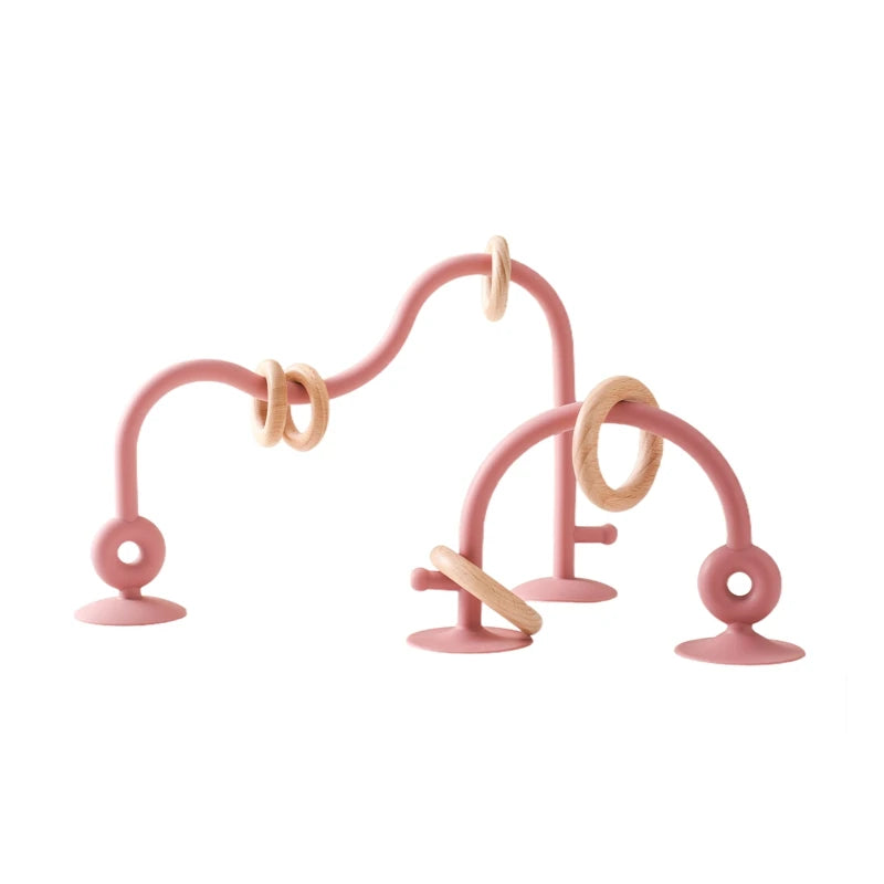 Anneaux sensoriels en bois et silicone pour chaise haute