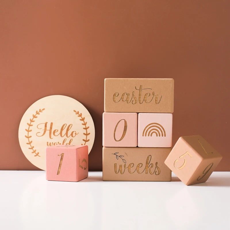Blocs étapes en bois pour bébé - Souvenir photo