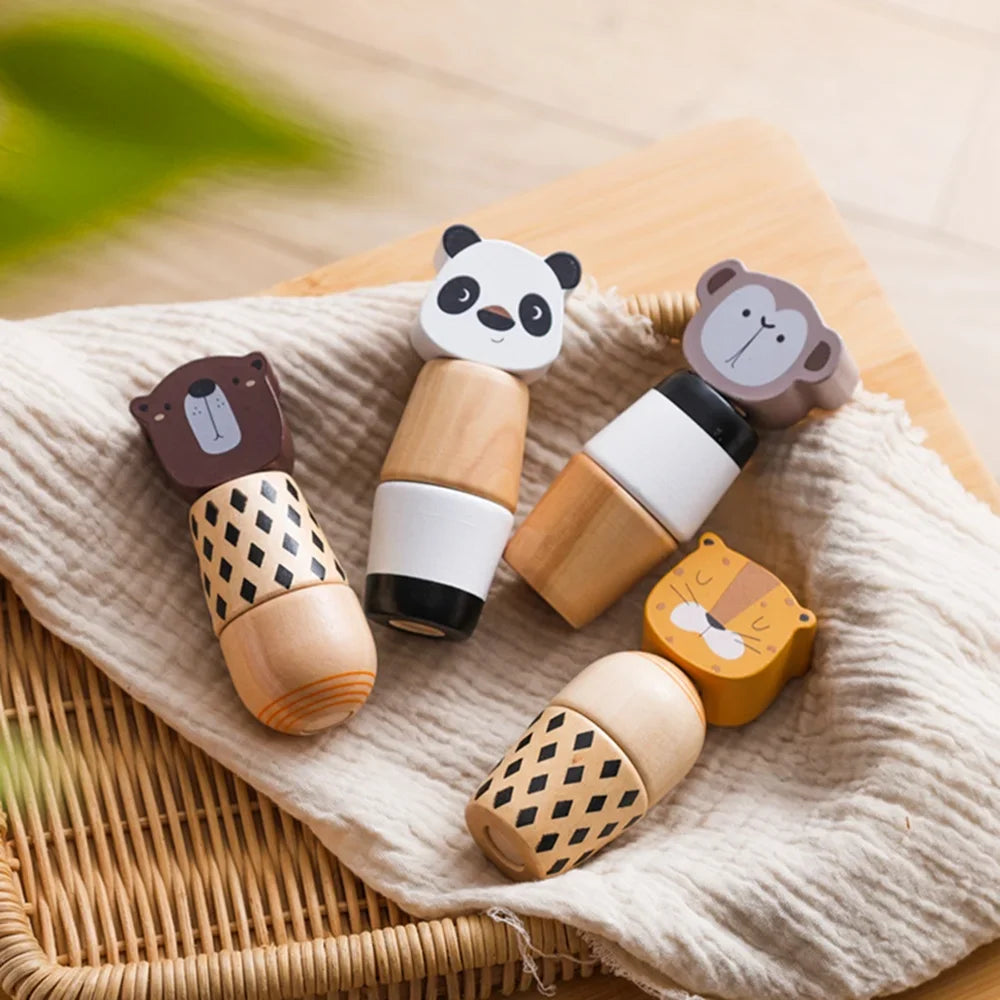 Baby Wooden Montessori Toys Wooden Animal Screw Montage Hand-on Ability Blocks Toys Beech Wooden Puzzle Educational Toy Gift