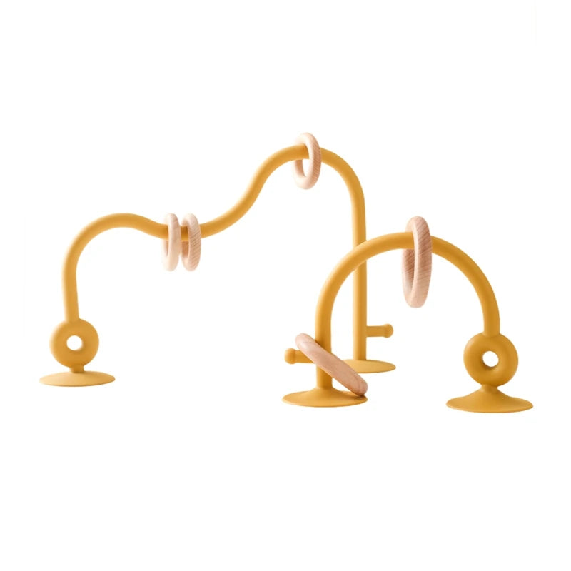 Anneaux sensoriels en bois et silicone pour chaise haute