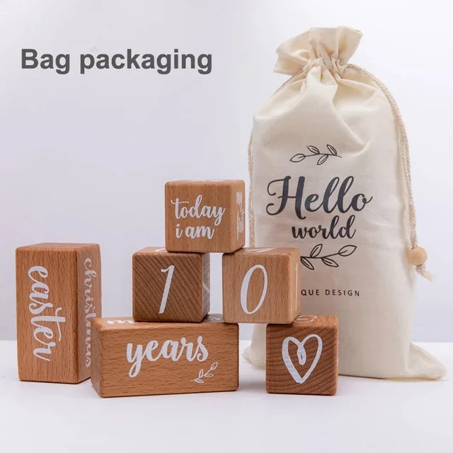 Blocs étapes en bois pour bébé - Souvenir photo