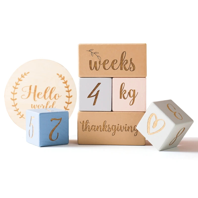 Blocs étapes en bois pour bébé - Souvenir photo