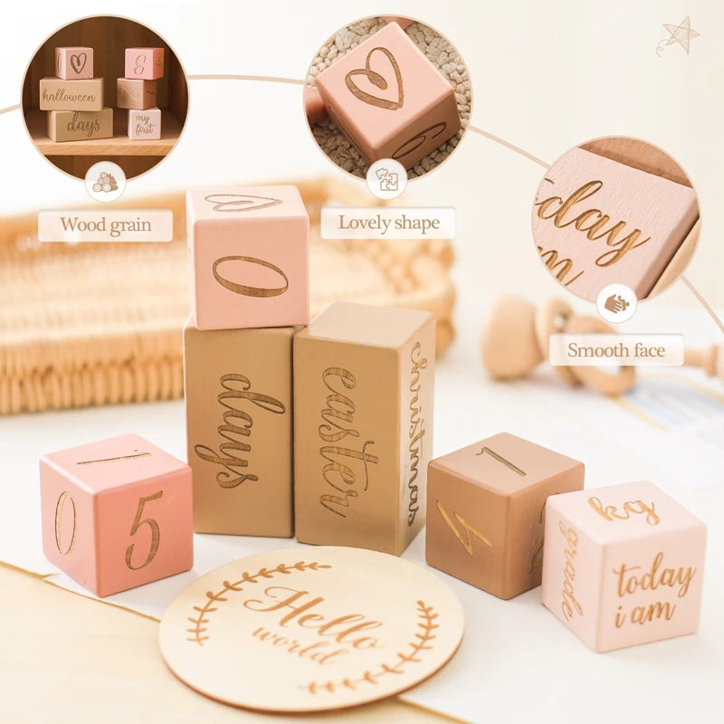 Blocs étapes en bois pour bébé - Souvenir photo