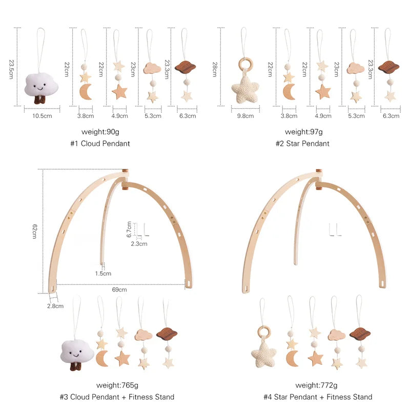 Arche d’éveil Montessori en bois avec suspensions