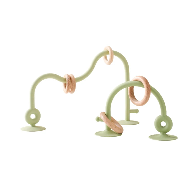 Anneaux sensoriels en bois et silicone pour chaise haute