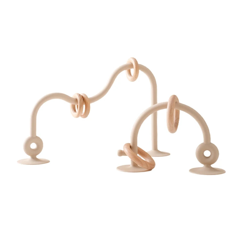 Anneaux sensoriels en bois et silicone pour chaise haute