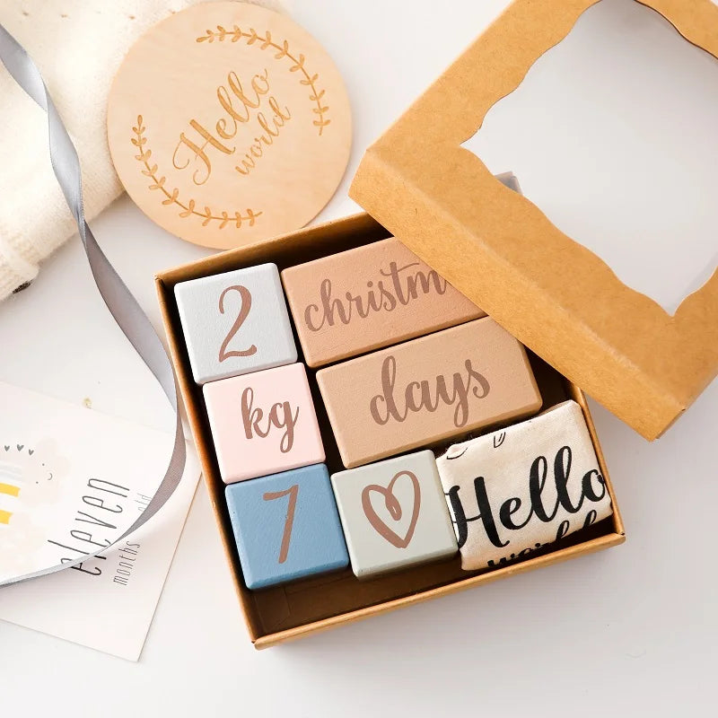 Blocs étapes en bois pour bébé - Souvenir photo