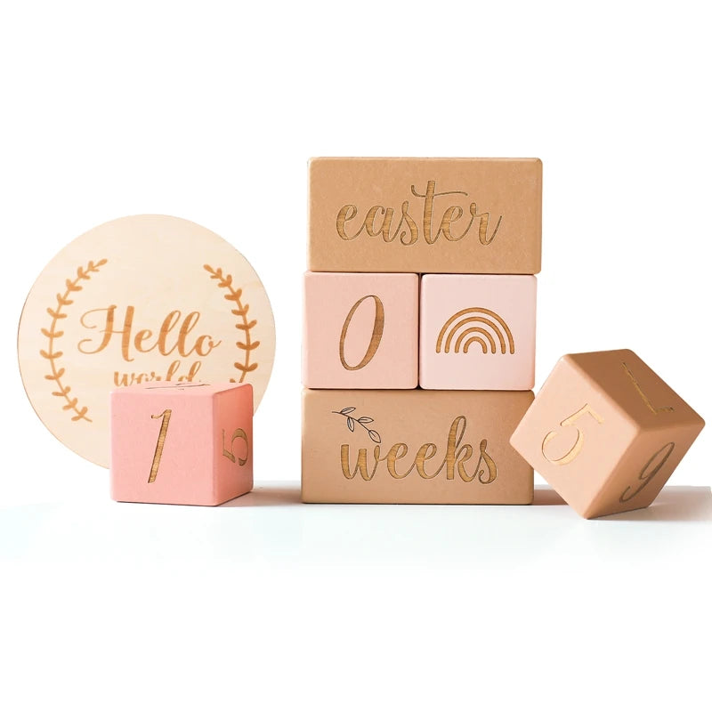 Blocs étapes en bois pour bébé - Souvenir photo