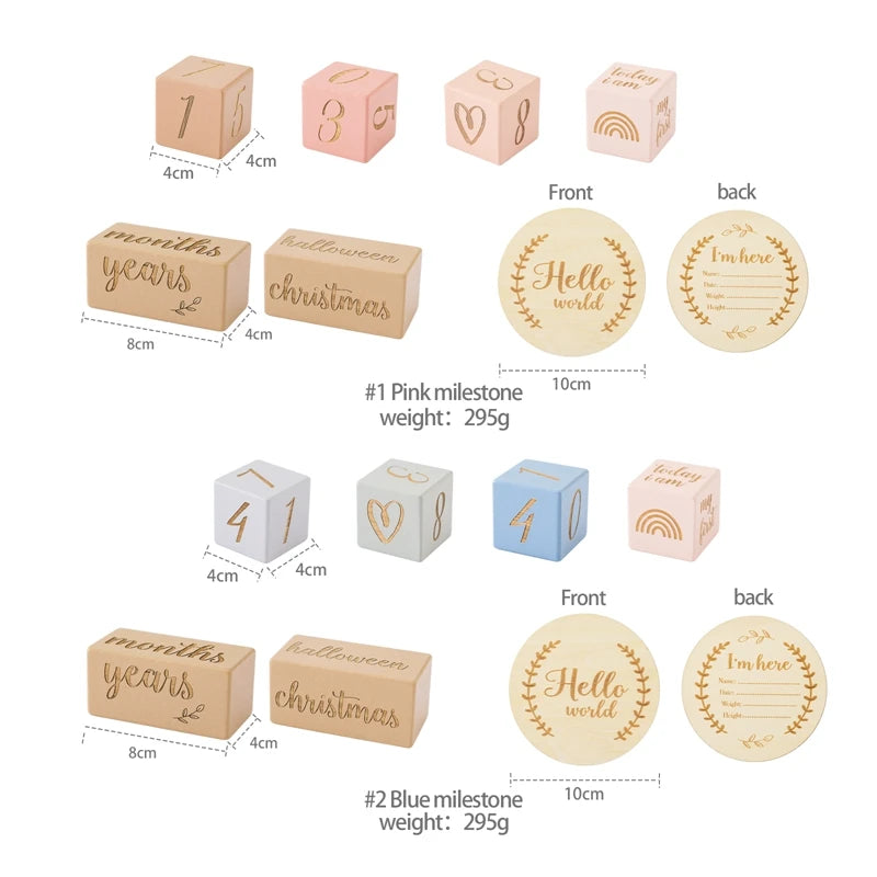Blocs étapes en bois pour bébé - Souvenir photo