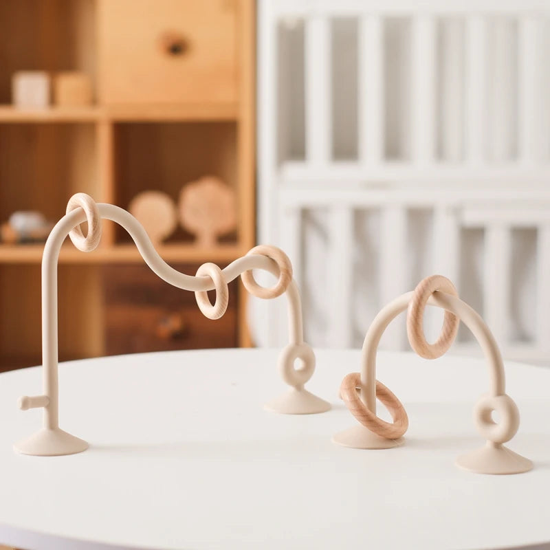 Anneaux sensoriels en bois et silicone pour chaise haute