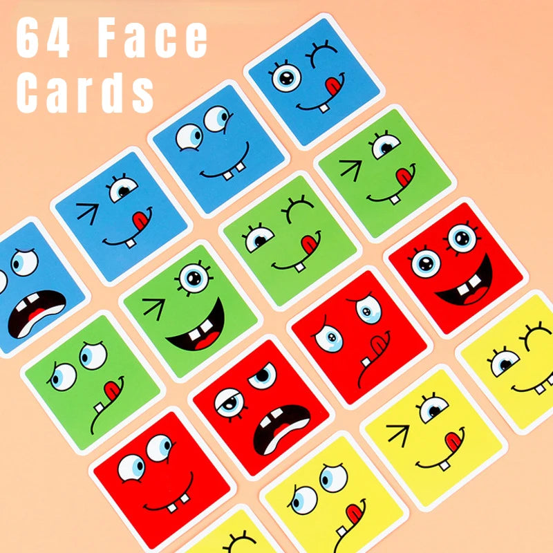 Jeu de Blocs reconstitution expressions en Bois pour Enfants