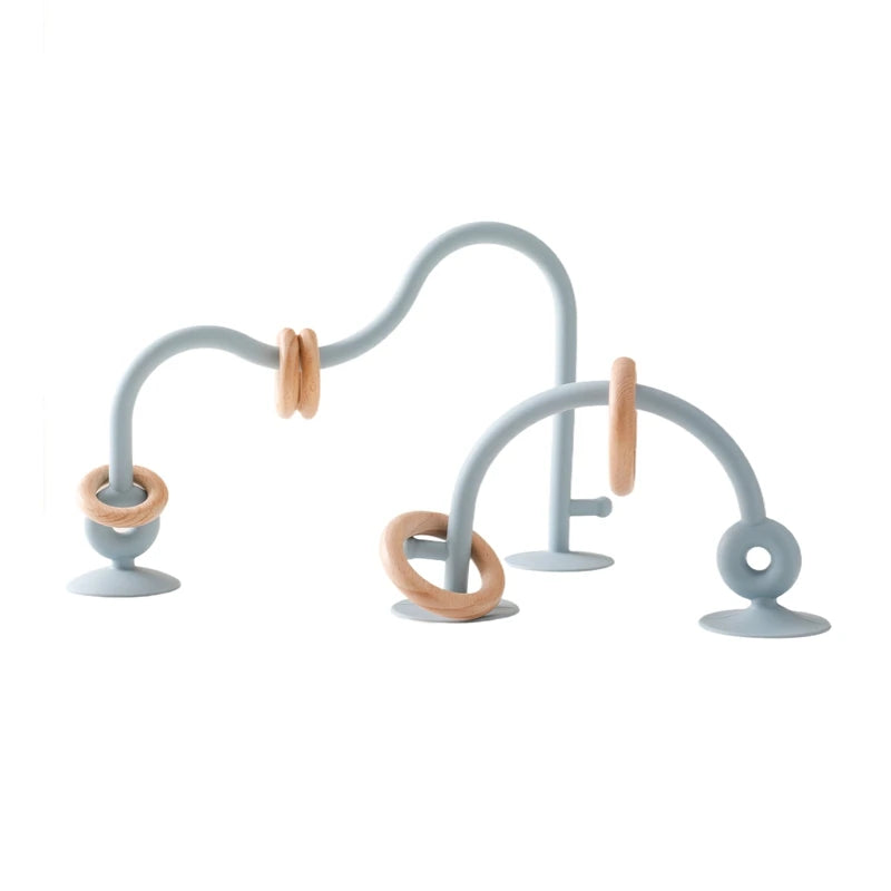 Anneaux sensoriels en bois et silicone pour chaise haute