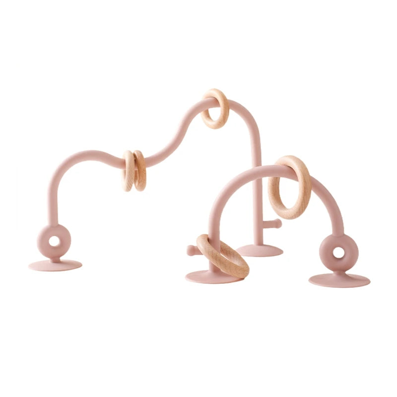 Anneaux sensoriels en bois et silicone pour chaise haute