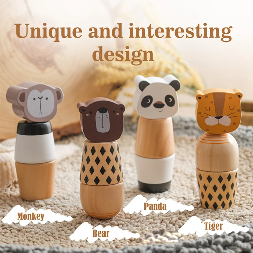 Baby Wooden Montessori Toys Wooden Animal Screw Montage Hand-on Ability Blocks Toys Beech Wooden Puzzle Educational Toy Gift